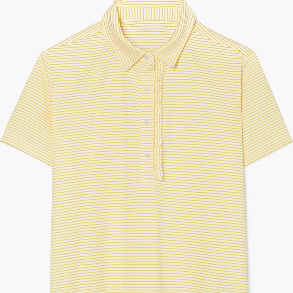 Tory Sport Yellow and White Striped Polo